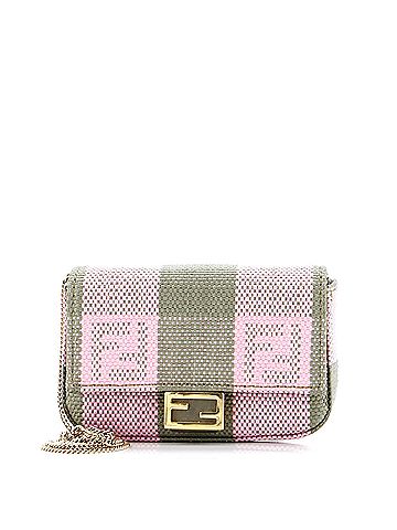 Fendi Chain Baguette Charm Bag Pequin Raffia Nano (view 1)