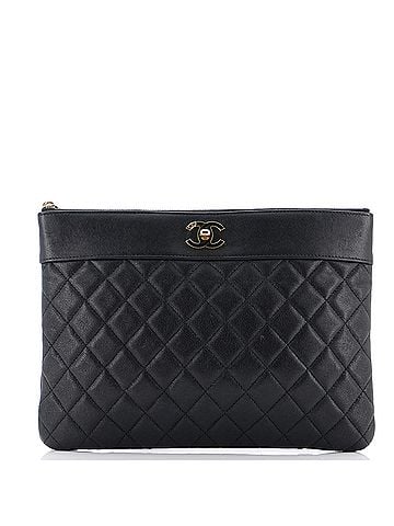 Chanel Mademoiselle Vintage O Case Clutch Quilted Sheepskin Medium (view 1)