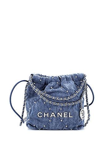 Chanel 22 Chain Hobo Quilted Studded Denim Mini (view 1)