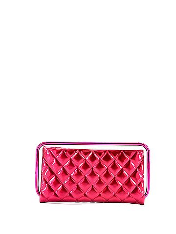 Chanel Metal Handle Clutch Quilted Metallic Patent Medium (view 2)