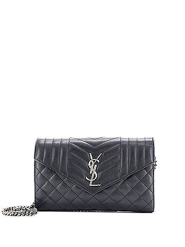 Saint Laurent Classic Monogram Chain Wallet Mixed Matelasse Leather Medium (view 1)
