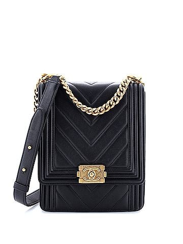 Chanel North South Boy Flap Bag Chevron Lambskin Small (view 1)