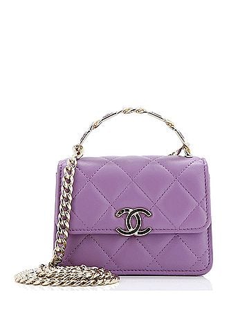 Chanel Coco Enamel Top Handle Flap Clutch with Chain Quilted Lambskin (view 1)