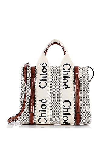 Chloé Woody Tote Canvas with Leather Small (view 1)
