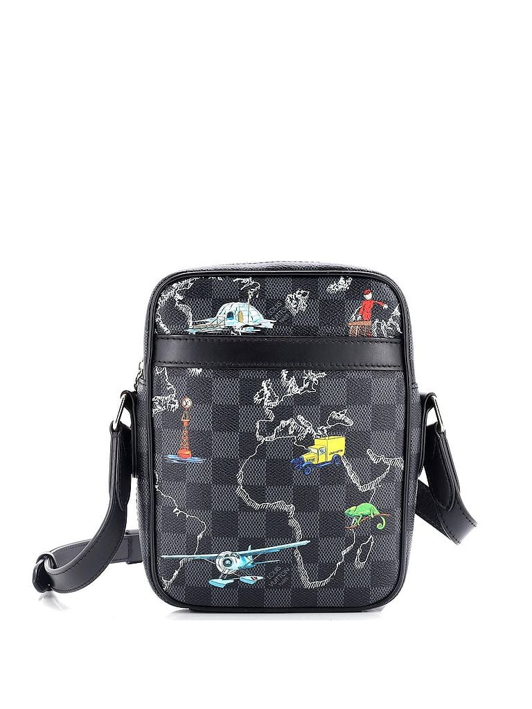 Louis Vuitton 100% Coatead Canvas Black Danube Slim Bag Limited Edition Renaissance Map Damier Graphite PM One size - photo 1