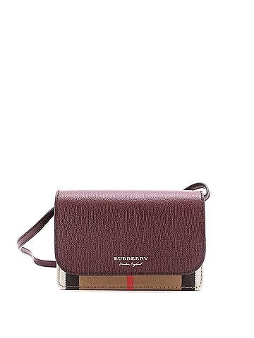 Burberry Hampshire Wallet on Strap Leather and House Check Canvas (view 1)