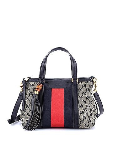 Gucci Rania Convertible Top Handle Bag Web GG Canvas Small (view 1)