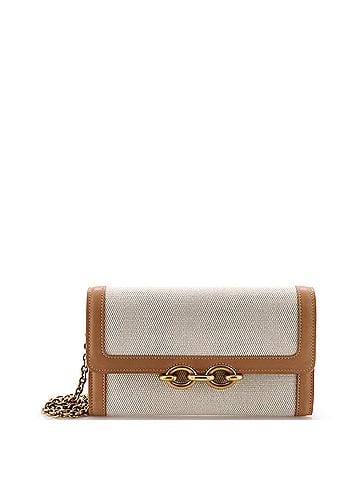Saint Laurent Le Maillon Chain Wallet Canvas with Leather (view 1)