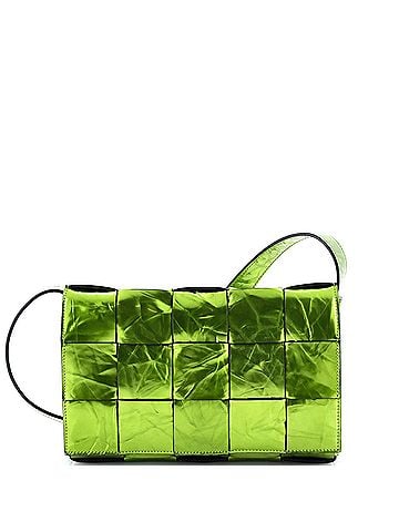 Bottega Veneta Cassette Crossbody Bag Maxi Intrecciato Crinkled Metallic Leather (view 1)