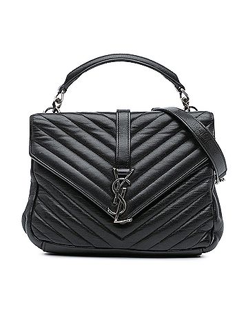 Saint Laurent Medium Monogram Chevron Sheepskin College Bag (view 1)