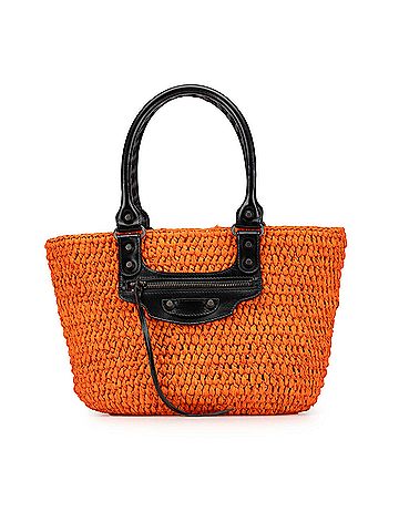 Balenciaga Raffia Motocross Panier Basket Tote XS (view 1)