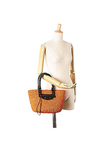 Balenciaga Raffia Motocross Panier Basket Tote XS (view 2)