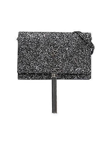 Saint Laurent Metallic Glitter Monogram Kate Tassel Chain Wallet (view 1)