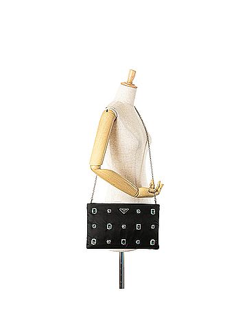 Prada Tessuto Catene Crystal Embellished Chain Crossbody (view 2)