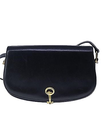 Gucci Horsebit Navy Leather Shoulder Bag (view 1)