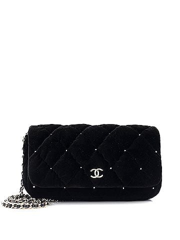 Chanel CC Chain Clutch Quilted Velvet with Crystals (view 1)