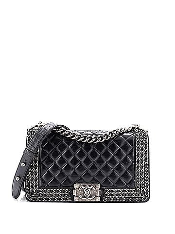 Chanel Chained Boy Flap Bag Quilted Glazed Calfskin Old Medium (view 1)