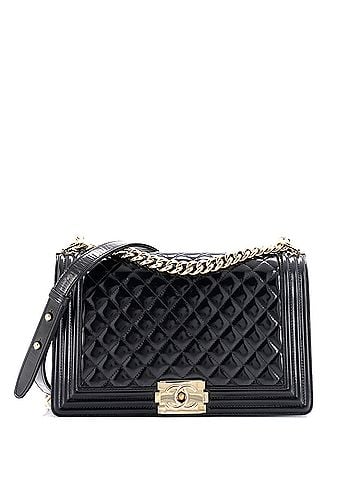 Chanel Boy Flap Bag Quilted Patent New Medium (view 1)
