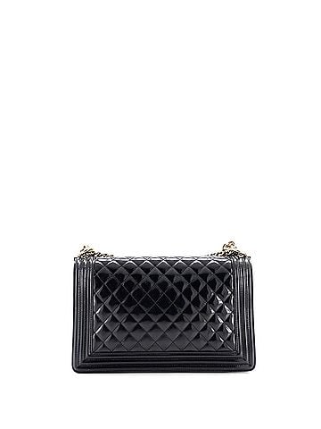 Chanel Boy Flap Bag Quilted Patent New Medium (view 2)