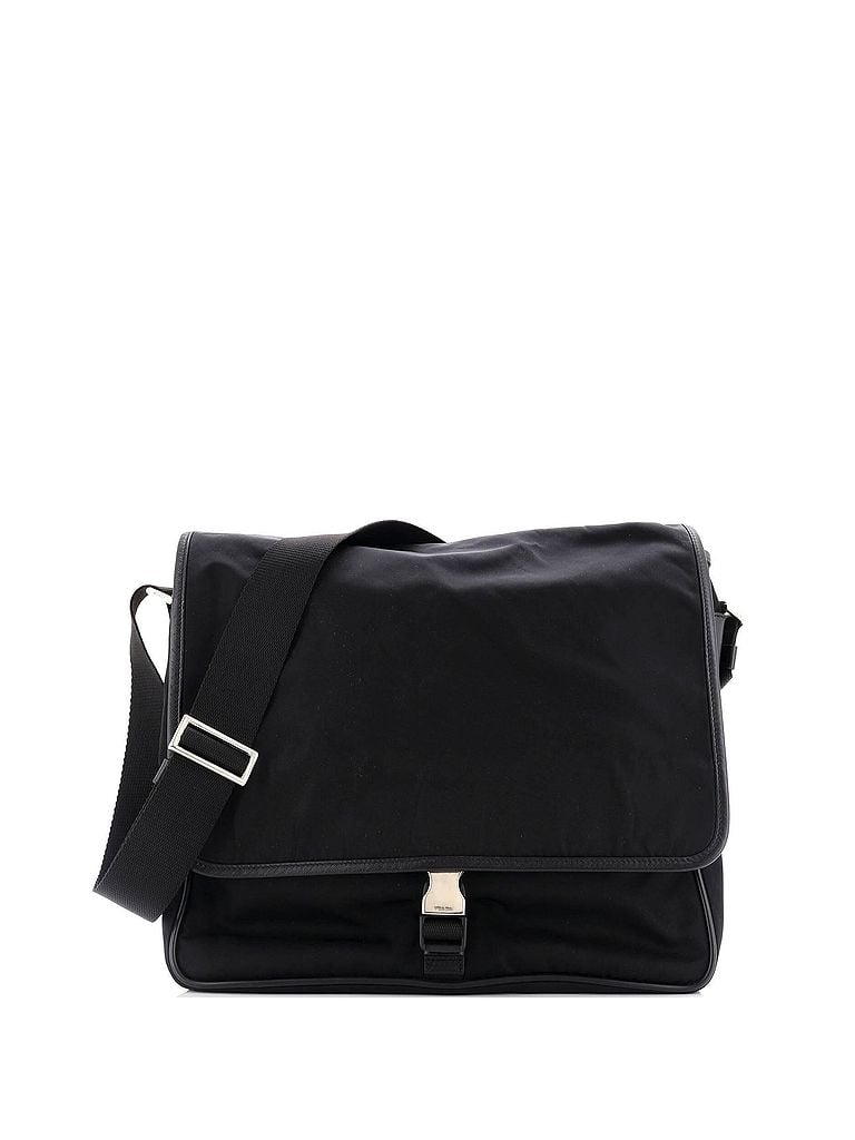 Prada 100% Nylon Black Impunturato Buckle Flap Messenger Bag Quilted Tessuto Small One size - photo 1