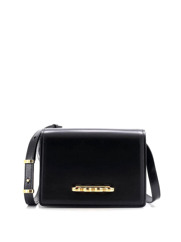 Alexander McQueen 100% Leather Black Four Ring Flap Shoulder Bag Leather Small One size - photo 1