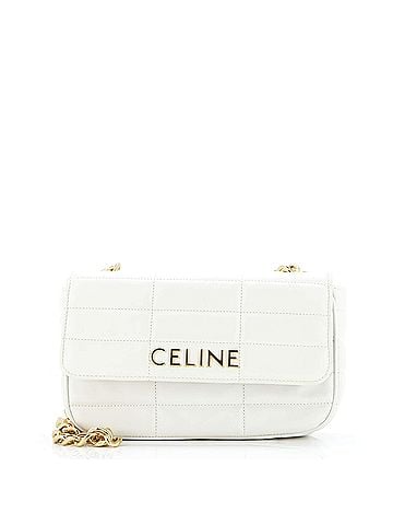 Céline Logo Chain Flap Bag Quilted Goatskin Small (view 1)