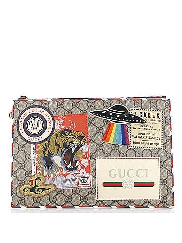 Gucci Courrier Pouch GG Coated Canvas with Applique (view 1)