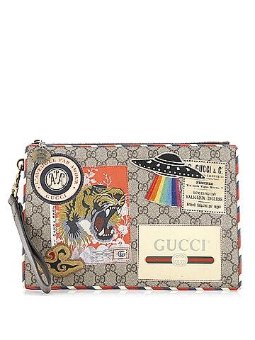Gucci Courrier Pouch GG Coated Canvas with Applique (view 1)