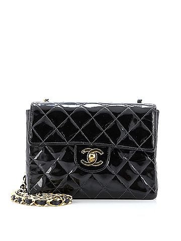 Chanel Vintage Square Classic Single Flap Bag Quilted Patent Mini (view 1)
