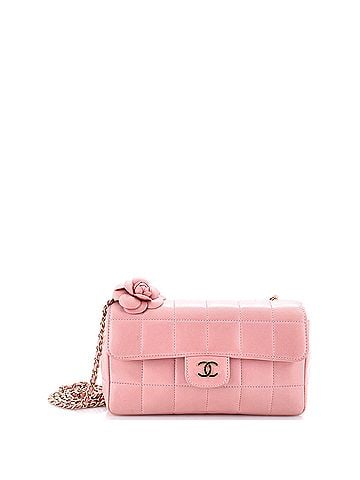 Chanel Camellia Chocolate Bar Flap Bag Quilted Lambskin Mini (view 1)