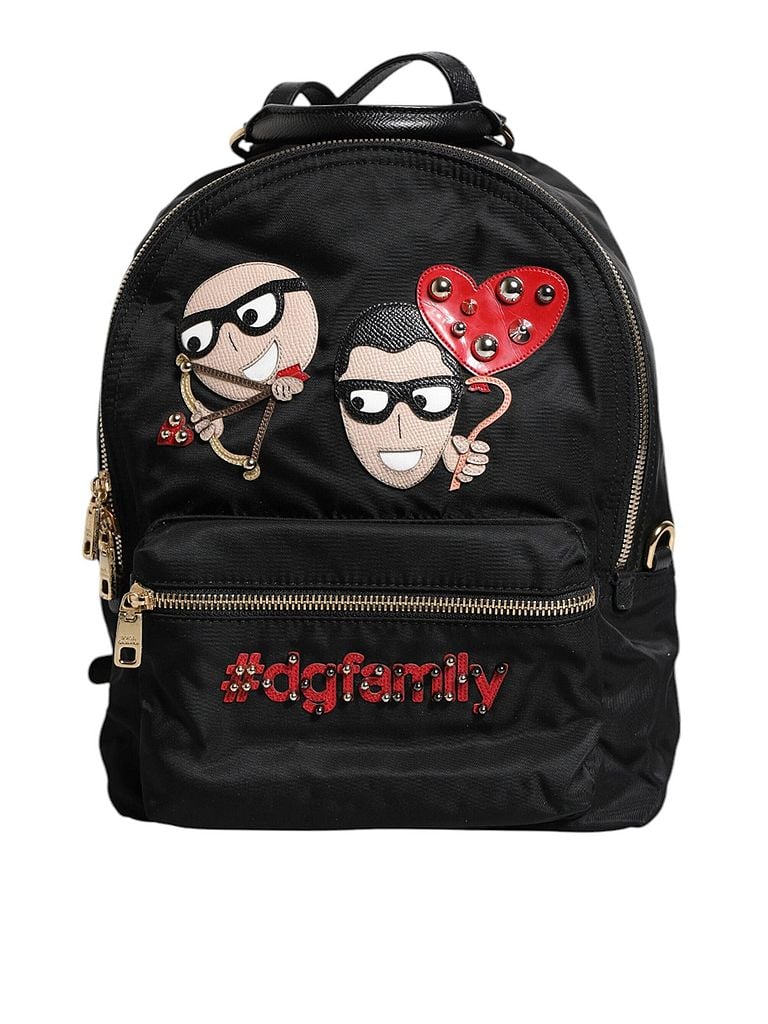 Dolce & Gabbana Basic 100% Other Solid Black Black Nylon #DGFAMILY VULCANO Embellished Backpack Women's Bag One size - photo 1