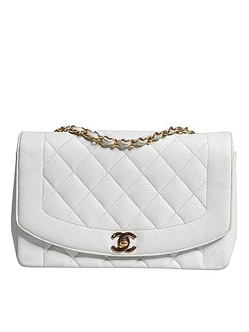 Chanel White Medium Classic DIANA Shoulder Bag Gold Plated Women's Purse (view 1)
