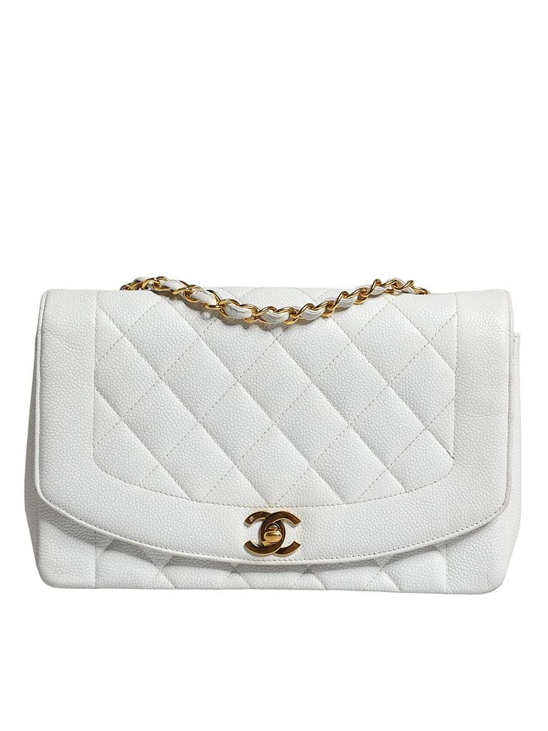 Chanel 100% Leather Solid White White Medium Classic DIANA Shoulder Bag Gold Plated Women's Purse One size - photo 1
