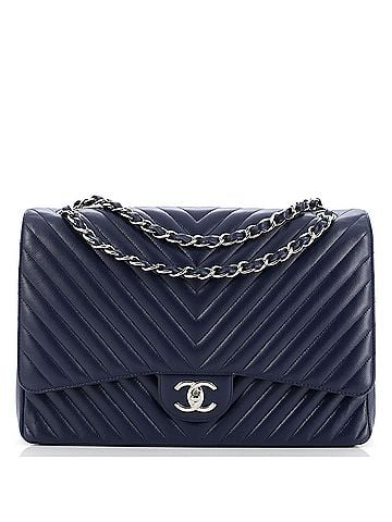 Chanel Classic Double Flap Bag Chevron Caviar Maxi (view 1)