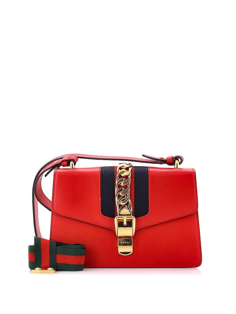 Gucci 100% Leather Red Sylvie Shoulder Bag Leather Small One size - photo 1