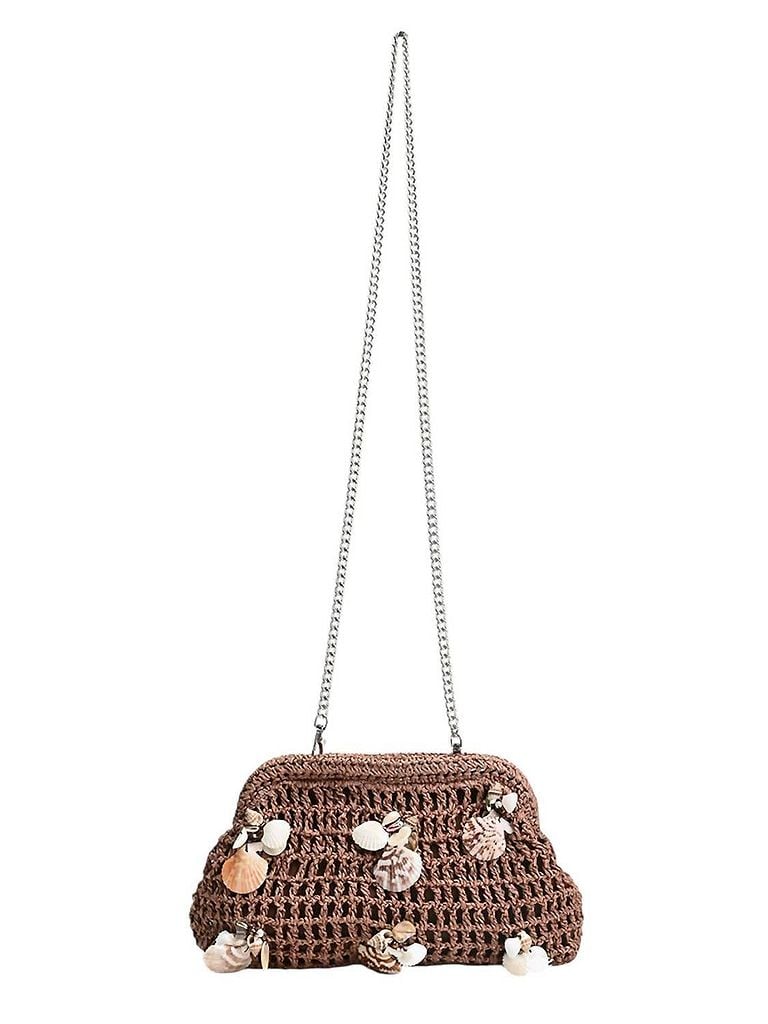 America & Beyond Brown Women's Crochet Shell Clutch One size - photo 1