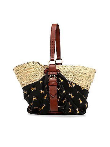Chloé Medium Raffia Little Horses Panier Basket (view 1)
