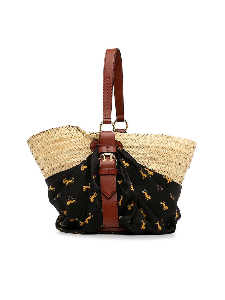 Chloé 100% Raffia Brown Medium Raffia Little Horses Panier Basket One size - photo 1