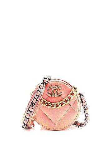 Chanel 19 Round Clutch with Chain Quilted Iridescent Calfskin (view 1)