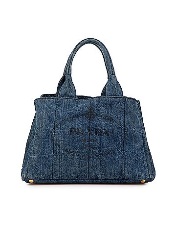 Prada Denim Canapa Logo Satchel (view 1)
