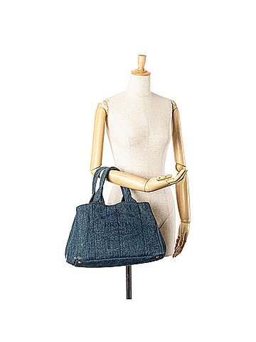 Prada Denim Canapa Logo Satchel (view 2)