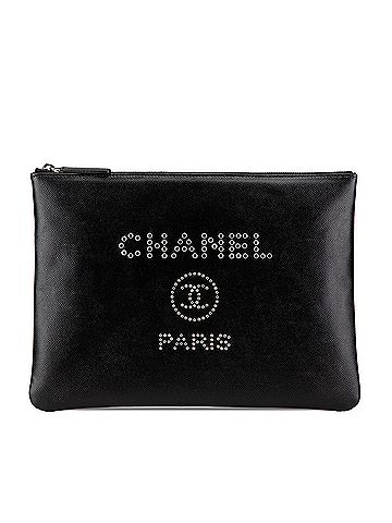 Chanel Medium Caviar Deauville Studded O Case Clutch (view 1)