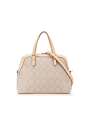 Burberry Leather Trimmed Canvas Dome Satchel (view 1)