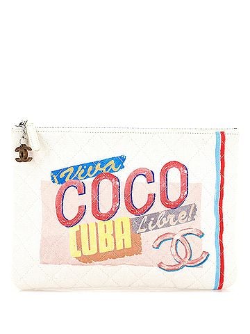 Chanel Coco Cuba Pouch Quilted Printed Canvas Small (view 1)