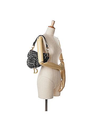 Dior Mizza Embroidered Canvas Leopard Saddle Bag (view 2)