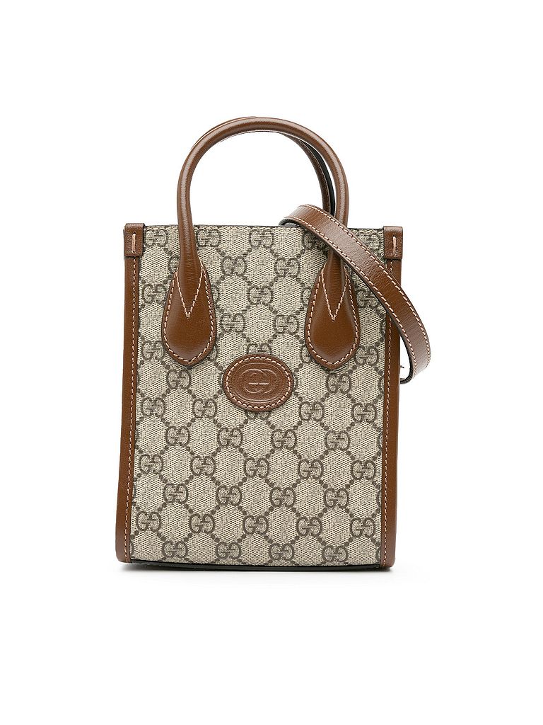 Gucci 100% Coated Canvas Brown Mini GG Supreme Interlocking G Satchel One size - photo 1