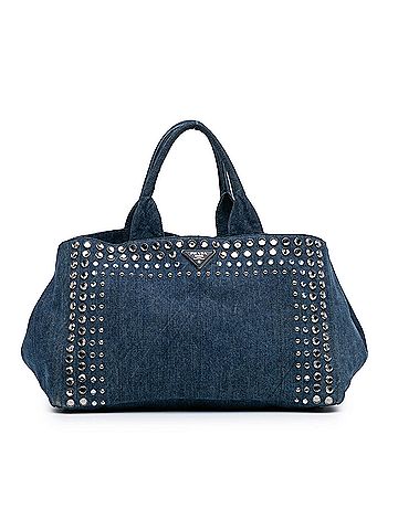 Prada Large Denim Canapa Bijoux Satchel (view 1)