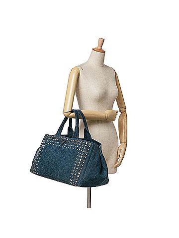 Prada Large Denim Canapa Bijoux Satchel (view 2)