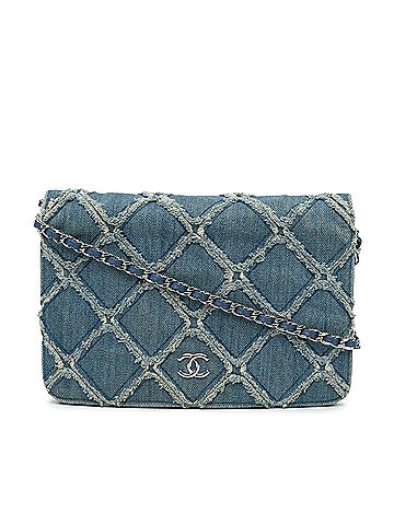 Chanel Frayed Denim Wallet On Chain (view 1)