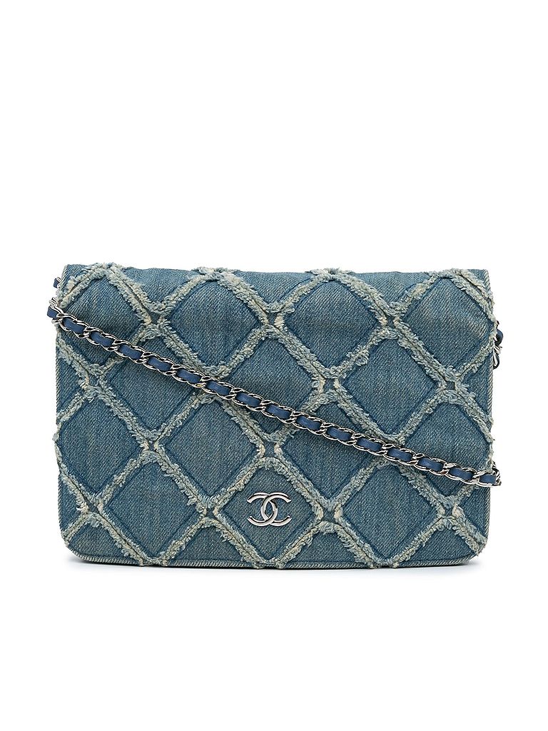 Chanel 100% Denim Blue Frayed Denim Wallet On Chain One size - photo 1